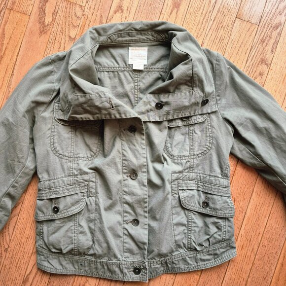 Eddie Bauer Jacket Funnel Neck Army Military Style Olive Utility Size Small - Picture 8 of 12